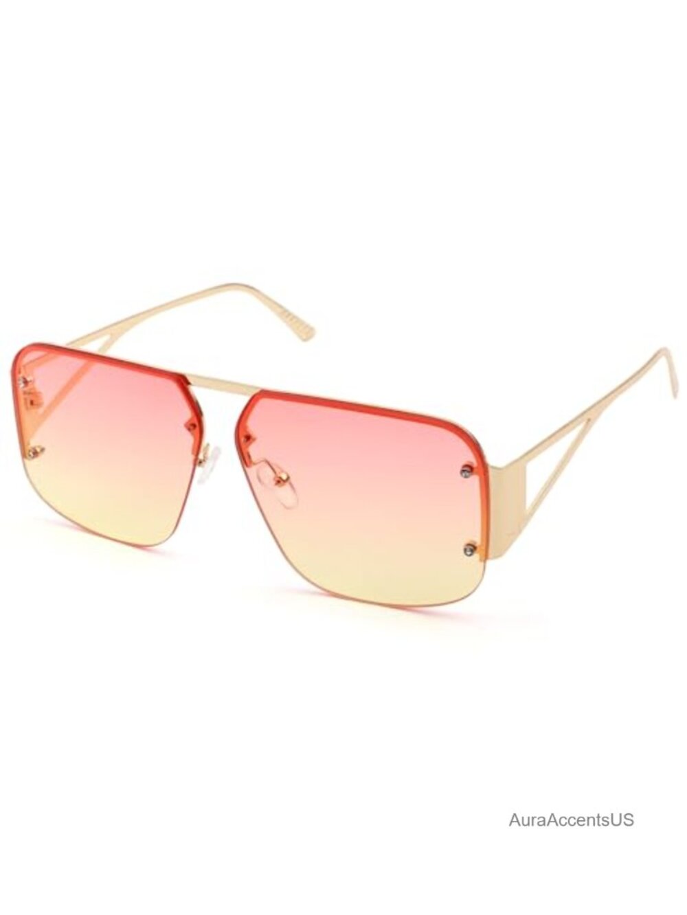 Rimless Aviator Sunglasses Square Metal Frame UV Protection Unisex
